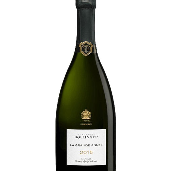 Bollinger La Grande Année 2015 vintage Champagne bottle - prestige cuvée aged in oak barrels.