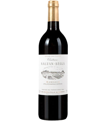 Bottle of Château Rauzan-Ségla 2014 Margaux red wine – French Grand Cru Classé Bordeaux with elegant white label and gold foil capsule