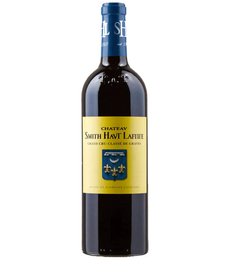 Chateau Smith Haut Lafitte 2019 Grand Cru Classe de Graves red wine bottle with blue and yellow label
