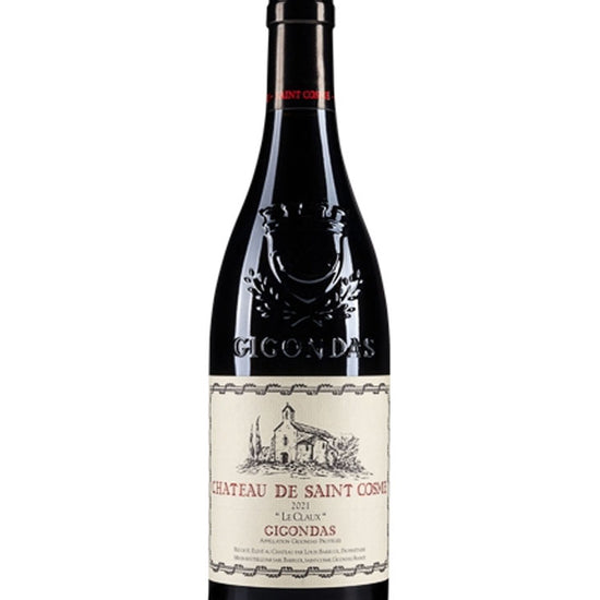 Bottle of Château de Saint Cosme Gigondas "Le Claux" 2021 red wine, Rhône Valley Grenache-based blend