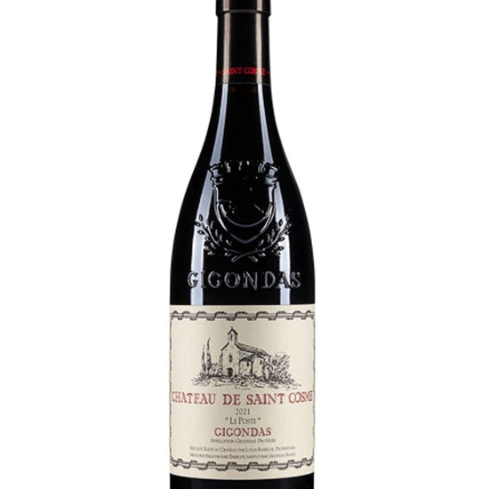 Bottle of Château de Saint Cosme Gigondas "Le Poste" 2021 vintage red wine from southern Rhône, France