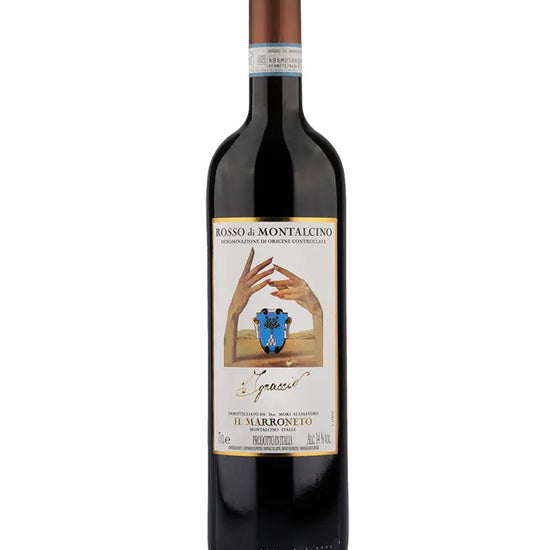 Il Marroneto Ignaccio Rosso di Montalcino 2020 red wine bottle with artistic label