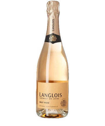Langlois Crémant de Loire Brut Rosé sparkling wine bottle with gold label and pink foil top