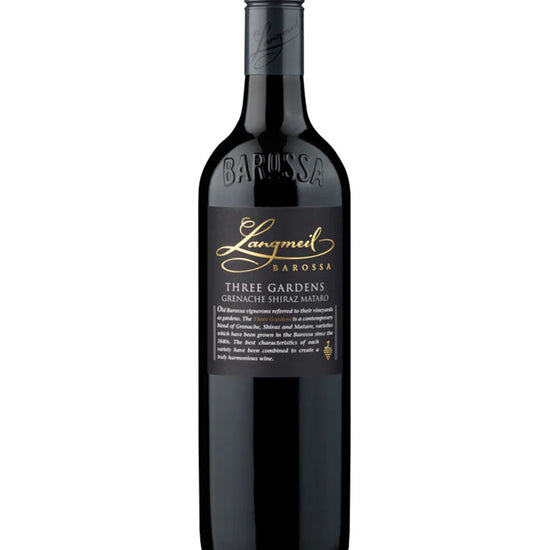Langmeil Barossa Three Gardens Grenache Shiraz Mataro 2021 red wine bottle