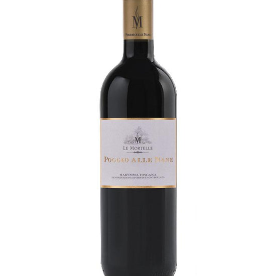 Le Mortelle Poggio alle Nane Maremma Toscana 2019 wine bottle – elegant Tuscan red blend by Antinori