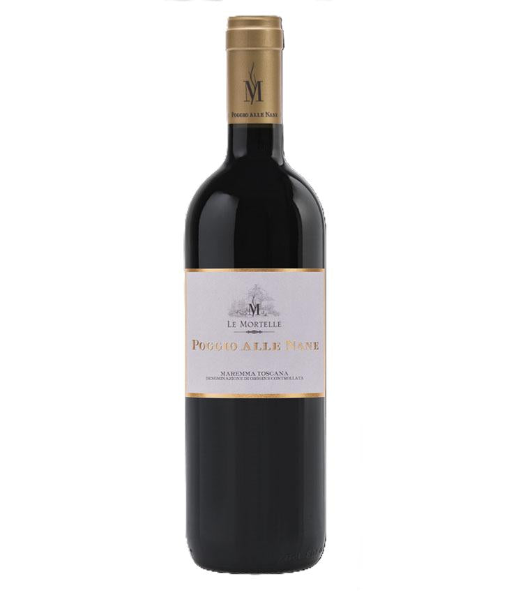 Le Mortelle Poggio alle Nane Maremma Toscana 2019 wine bottle – elegant Tuscan red blend by Antinori