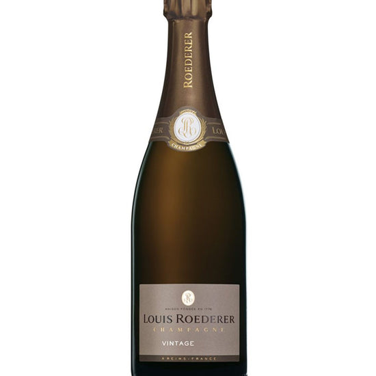 Louis Roederer Brut Vintage Champagne 2014 bottle with brown foil and elegant label