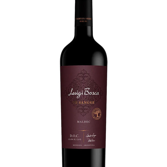 Luigi Bosca De Sangre D.O.C. Malbec 2023 red wine bottle from Mendoza, Argentina – premium Argentine Malbec