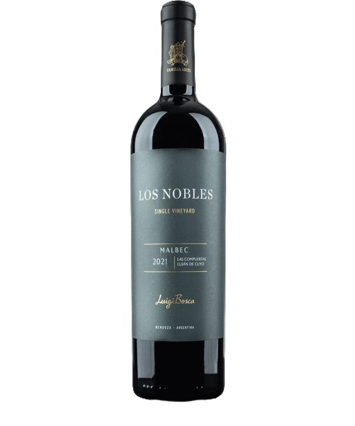 Luigi Bosca Los Nobles Single Vineyard Malbec 2021 bottle – high-end Malbec from Las Compuertas, Luján de Cuyo, Argentina