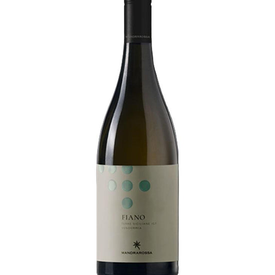 Mandrarossa Fiano 2023 white wine bottle – Terre Siciliane IGT, Italian dry white wine with elegant label design