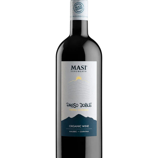 Masi Tupungato Passo Doble 2022 organic red wine bottle with Malbec and Corvina grapes from Tierra Soleada Valle de Uco Argentina