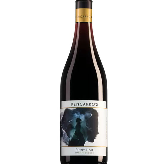 Pencarrow Pinot Noir 2020 wine bottle from Martinborough, New Zealand – elegant red wine with artistic label design.