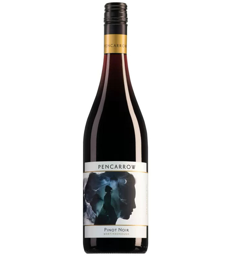 Pencarrow Pinot Noir 2020 wine bottle from Martinborough, New Zealand – elegant red wine with artistic label design.