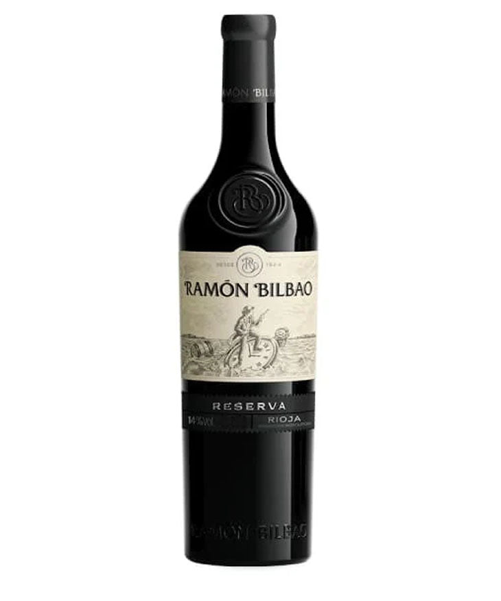 Ramón Bilbao Rioja Reserva 2018 red wine bottle with embossed design and vintage label, premium Rioja wine