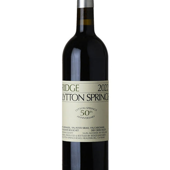 Ridge Lytton Springs 2022 50th Anniversary red blend bottle from Dry Creek Valley