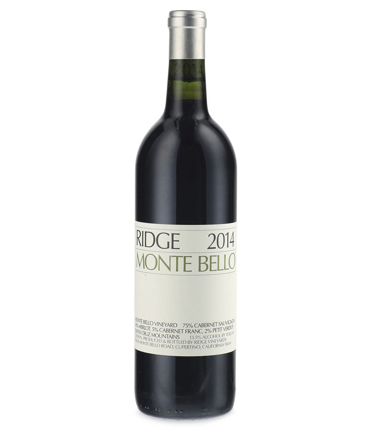 Ridge Monte Bello 2014 vintage Cabernet Sauvignon blend bottle from Santa Cruz Mountains