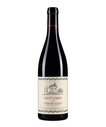 Bottle of Saint Cosme Côtes-du-Rhône 2023 red wine from southern Rhône Valley, France