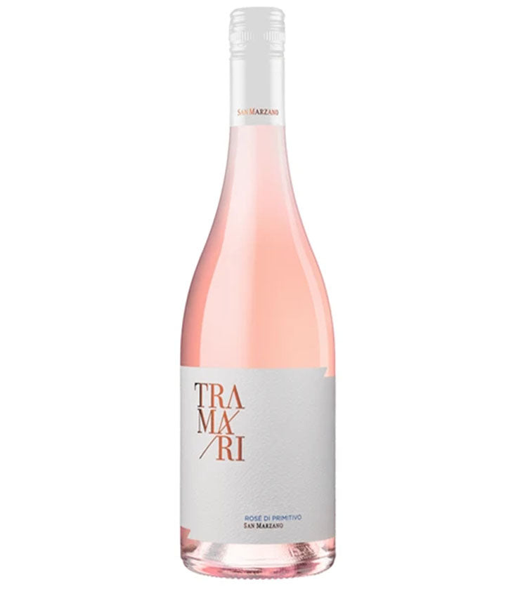 San Marzano Tramari Primitivo Rosé 2024 wine bottle with white and pink label