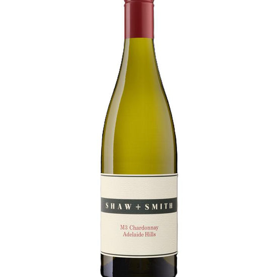 Shaw + Smith M3 Chardonnay 2022 wine bottle from Adelaide Hills with red cap and cream label