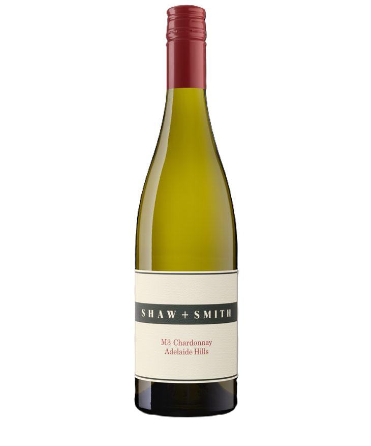 Shaw + Smith M3 Chardonnay 2022 wine bottle from Adelaide Hills with red cap and cream label
