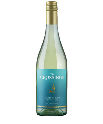 The Crossings Sauvignon Blanc 2023 wine bottle – refreshing Marlborough white wine with turquoise and gold label design.