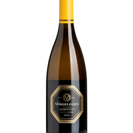 Vergelegen Reserve Chardonnay 2022 white wine bottle with gold and black label, South Africa