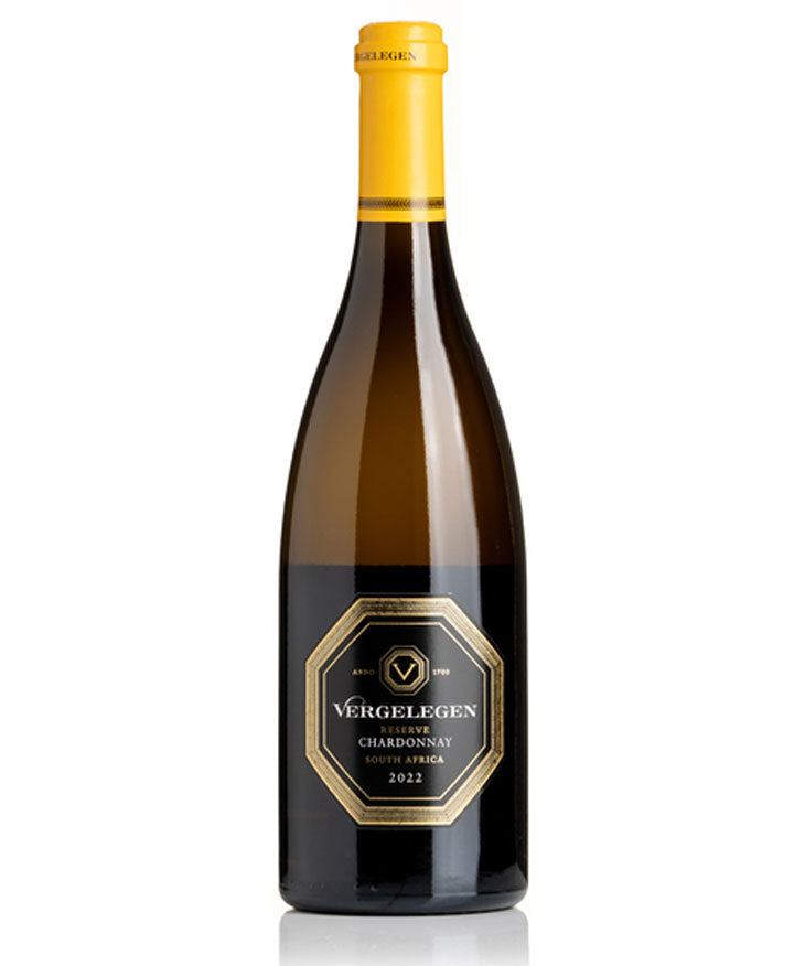 Vergelegen Reserve Chardonnay 2022 white wine bottle with gold and black label, South Africa