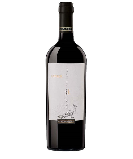Bottle of Cantina Diomede Canace Nero di Troia 2022 red wine from Puglia, Italy – elegant Italian red wine made from Nero di Troia grapes