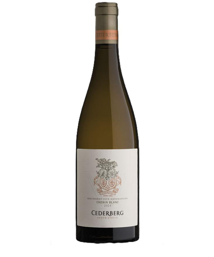 Wine bottle with Cederberg label on a white background