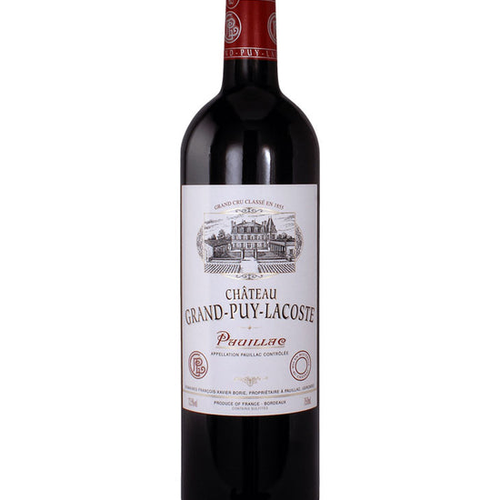 Château Grand-Puy-Lacoste 2015 red wine bottle from Pauillac Bordeaux France