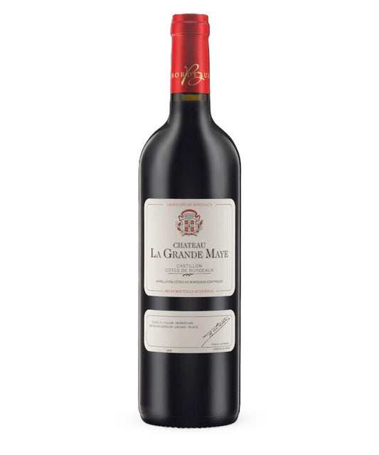 Wine bottle with a red label on a white background