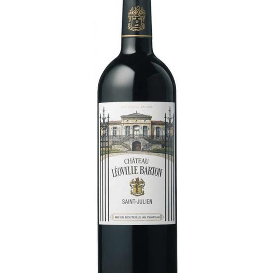 Wine bottle with a label on a white background