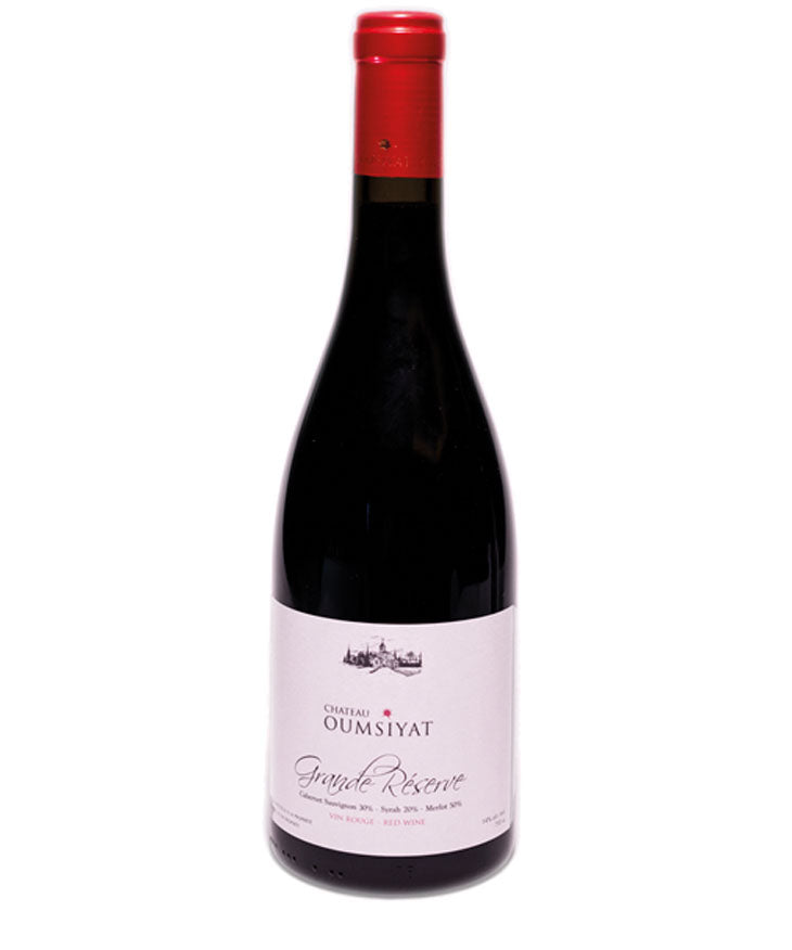 Wine bottle with red cap and white label on a white background