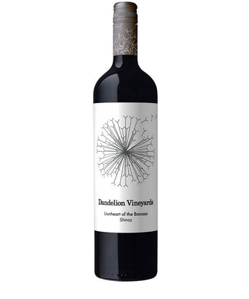 Wine bottle with a white label featuring a geometric design on a white background
