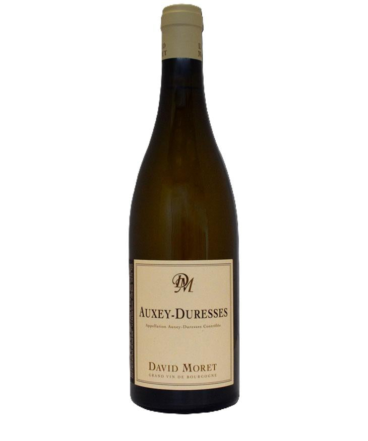 Wine bottle labeled 'Auxey-Duresses' by David Moret on a white background