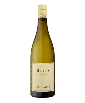 Wine bottle labeled 'Rully' by David Moret on a white background