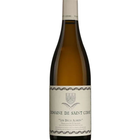 Wine bottle with a visible label on a white background