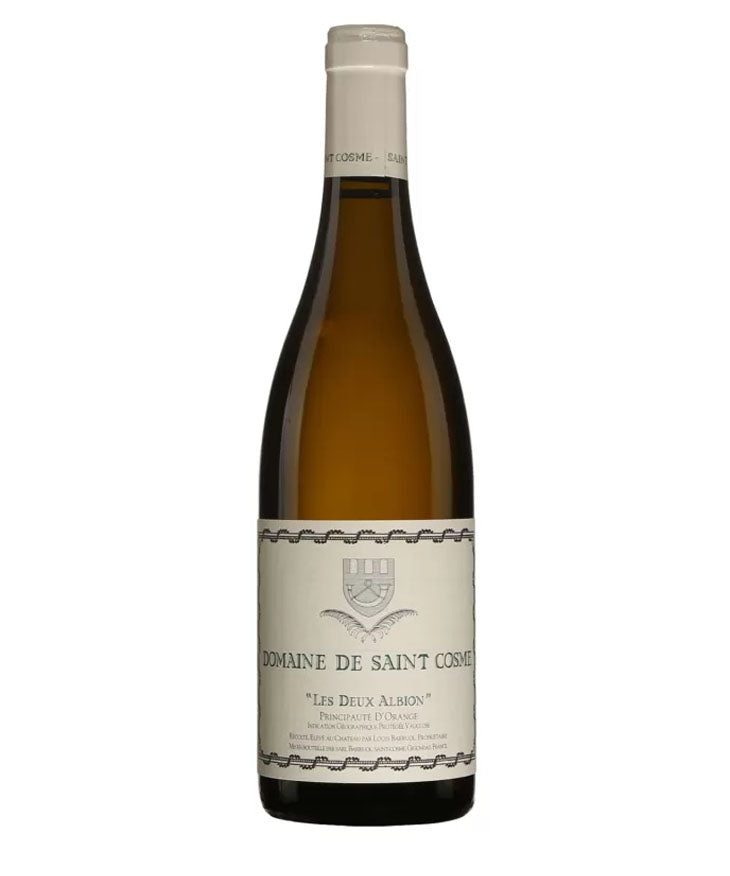 Wine bottle with a visible label on a white background