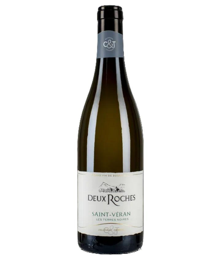 Bottle of Domaine des Deux Roches Saint-Véran Les Terres Noires 2023 white wine – French Burgundy Chardonnay