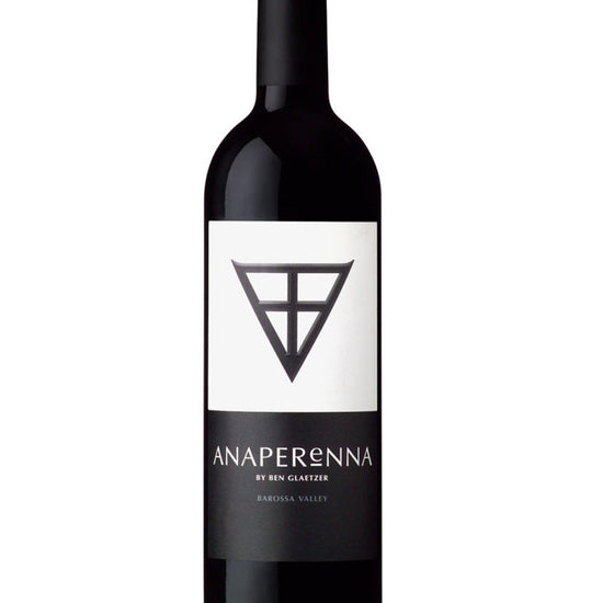 Glaetzer Anaperenna Barossa Valley red wine bottle by Ben Glaetzer with modern black and white label