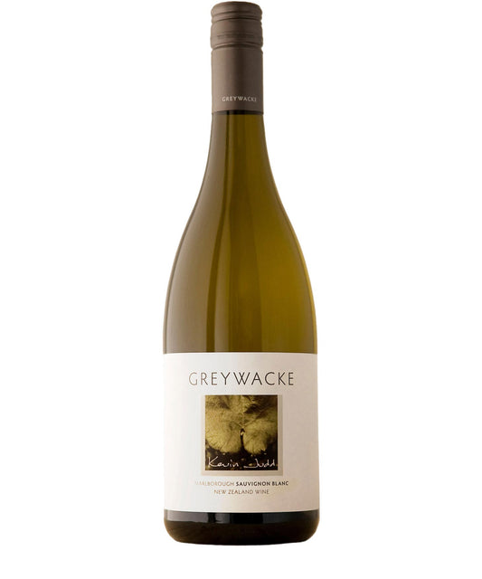 Wine bottle with 'GREYWACKE' label on a white background