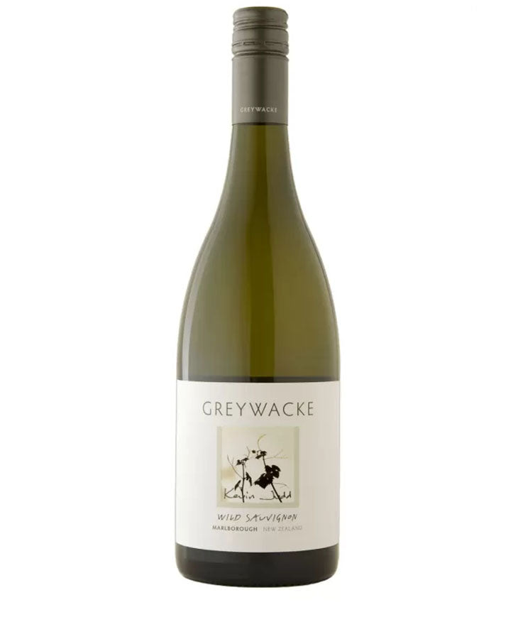 Bottle of Greywacke Wild Sauvignon Blanc 2023 white wine from Marlborough New Zealand with screw cap