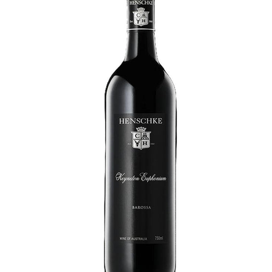Henschke wine bottle on a white background