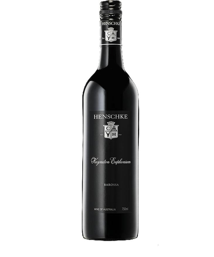 Henschke wine bottle on a white background