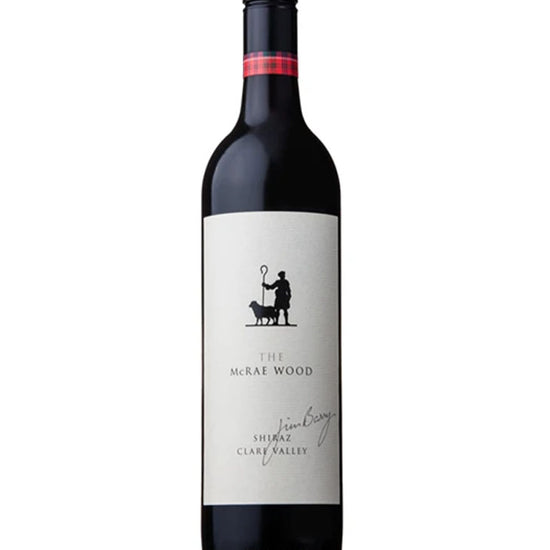 Jim Barry Wines The McRae Wood Shiraz 2021 bottle from Clare Valley with black silhouette label and red cap