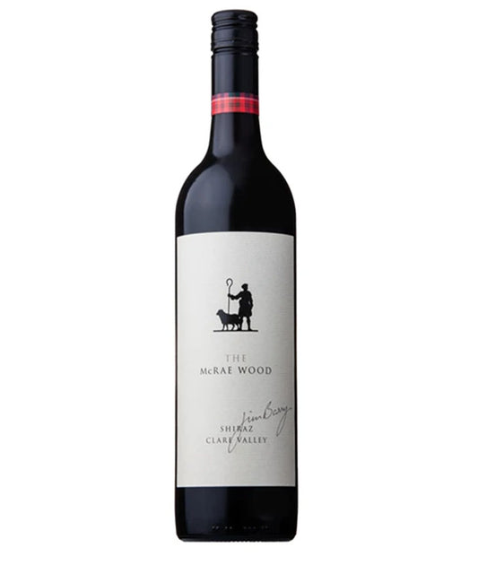 Jim Barry Wines The McRae Wood Shiraz 2021 bottle from Clare Valley with black silhouette label and red cap