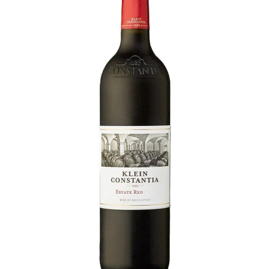 Klein Constantia Estate Red wine bottle on a white background