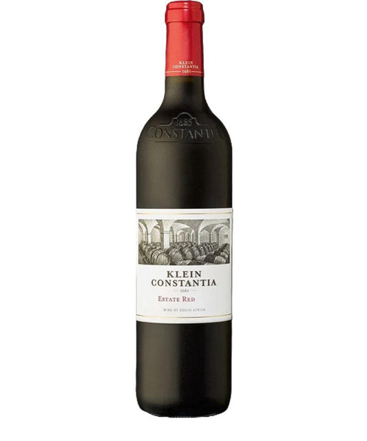 Klein Constantia Estate Red wine bottle on a white background