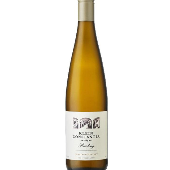 Wine bottle with 'Klein Constantia' label on a white background