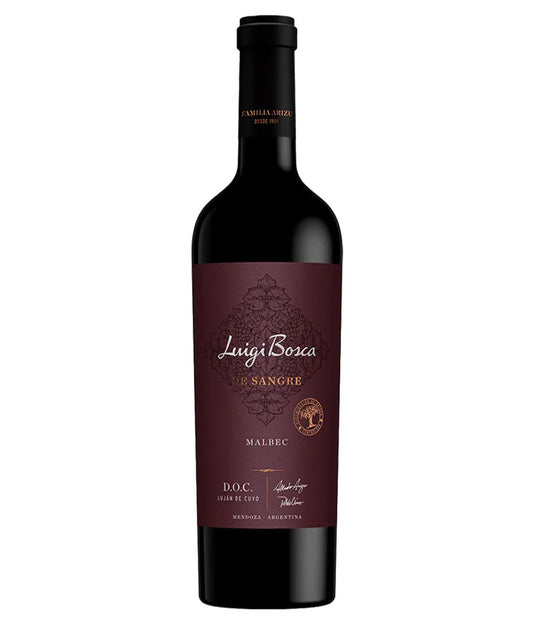 Luigi Bosca De Sangre D.O.C. Malbec 2023 red wine bottle from Mendoza, Argentina – premium Argentine Malbec